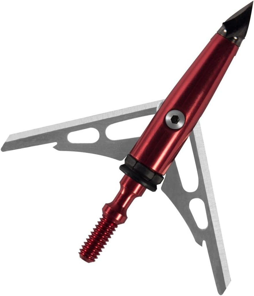 Photo of a Rage Chiseltip mechanical broadhead.